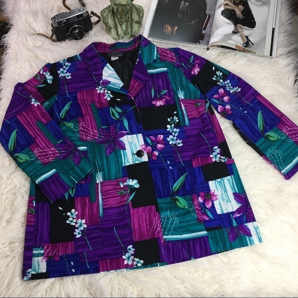 Vintage Willow Ridge Floral Print Blazer L…